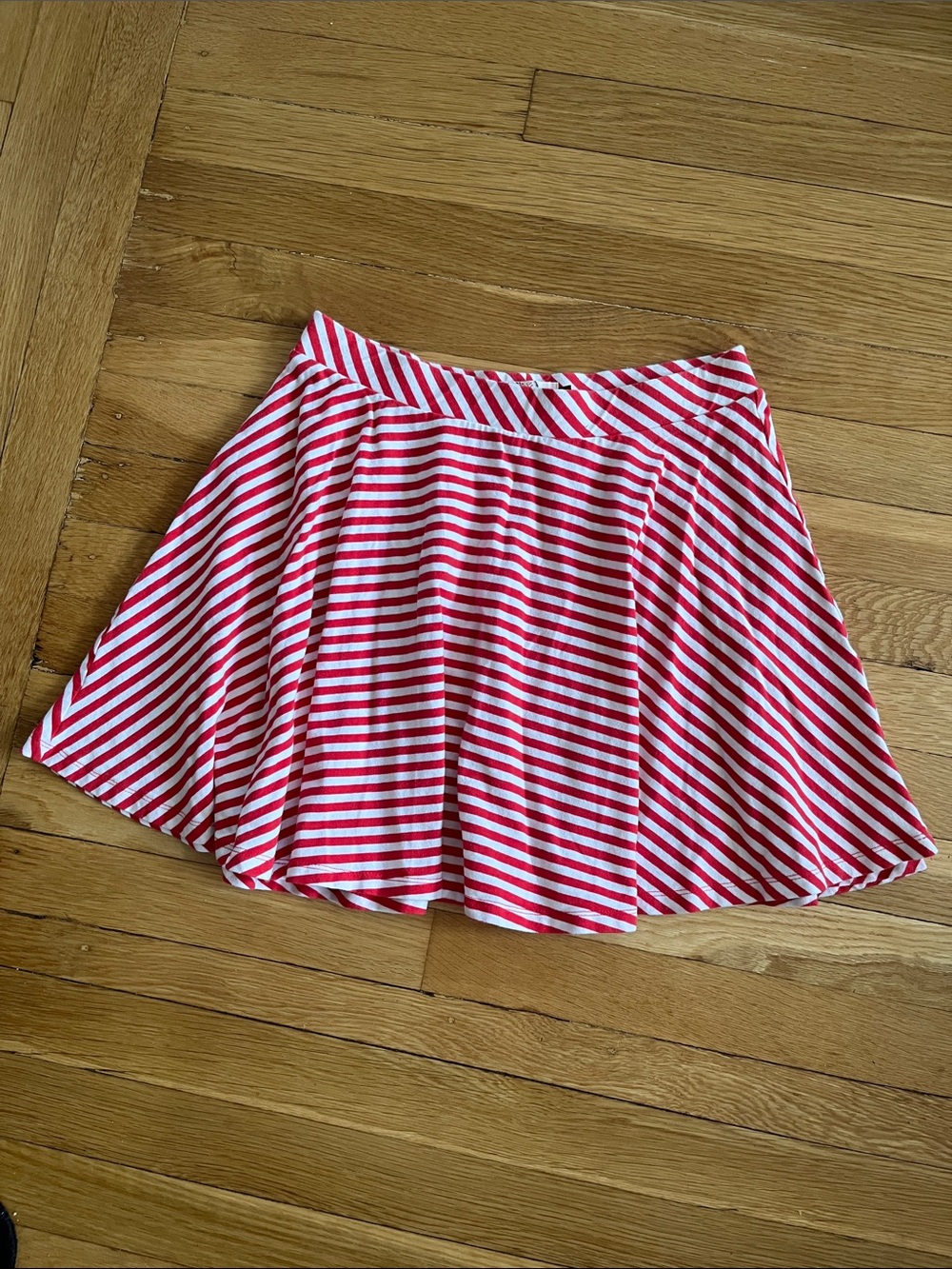 SO Red & White Diagonal Stripe Circle Skirt